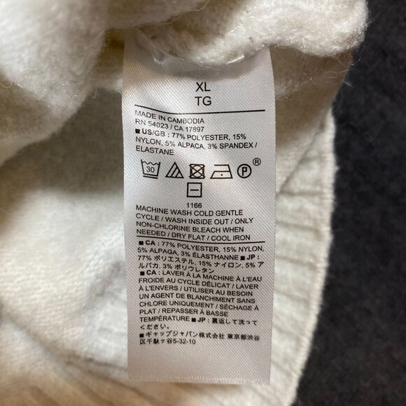 Banana Republic Womens White V-Neck Sweater XL Alpaca Blend Ribbed Hem - Picture 6 of 9